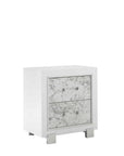 29" White Wood Two Drawer Nightstand