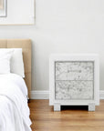 29" White Wood Two Drawer Nightstand