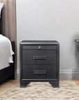 27" Gray Wood Two Drawer Nightstand
