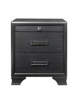 27" Gray Wood Two Drawer Nightstand