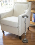 Brushed Silver Finish Drink Size Accent Table