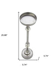 Brushed Silver Finish Drink Size Accent Table