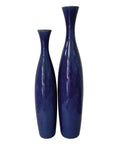 Set of Two Cobalt Cylinder Ceramic Table Vase