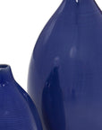Set of Two Cobalt Ceramic Round Table Vases