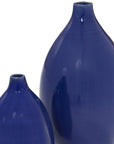 Set of Two Cobalt Ceramic Round Table Vases