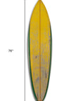 76" X 18" Yellow Wood Hanging Dimensional Sculpture