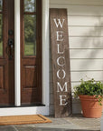 5' Rustic Espresso Brown And White Front Porch Welcome Sign