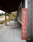 5" Rustic Red And White Front Porch Welcome Sign