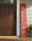 5" Rustic Red And White Front Porch Welcome Sign