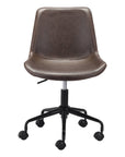 Brown and Black Adjustable Swivel Faux Leather Rolling Office Chair
