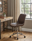 Brown and Black Adjustable Swivel Faux Leather Rolling Office Chair
