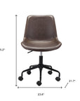 Brown and Black Adjustable Swivel Faux Leather Rolling Office Chair