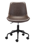 Brown and Black Adjustable Swivel Faux Leather Rolling Office Chair