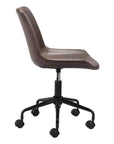 Brown and Black Adjustable Swivel Faux Leather Rolling Office Chair
