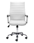 White and Silver Adjustable Swivel Faux Leather Rolling Conference Office Chair
