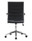 Silver and Black Adjustable Swivel Faux Leather Rolling Conference Office Chair