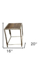 Set of Three 21" Silver And Brown Solid Wood Nested Tables