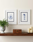 Set Of Two 11" x 9" Blue And White Beach Icons Wall Art
