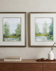 Set of Two Green Forest Landscapes Framed Wall Art