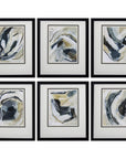 Set Of 6 Neutral Watercolor Abstract Framed Art
