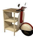 Rustic Red And Vanilla Scooter Cabinet