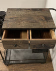 Rolling Rustic Black And Natural Bar Cart