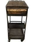 Rolling Rustic Black And Natural Bar Cart
