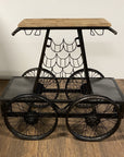 Rustic Black Rail Car Bar Cart