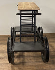 Rustic Black Rail Car Bar Cart