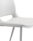 Set of Two White And Silver Upholstered Faux Leather Dining Side Chairs