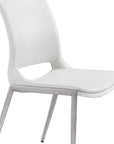 Set of Two White And Silver Upholstered Faux Leather Dining Side Chairs