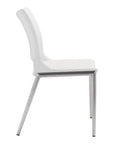 Set of Two White And Silver Upholstered Faux Leather Dining Side Chairs
