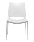 Set of Two White And Silver Upholstered Faux Leather Dining Side Chairs