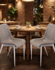 Set of Two Gray And Silver Upholstered Faux Leather Dining Side Chairs