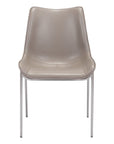 Set of Two Gray And Silver Upholstered Faux Leather Dining Side Chairs