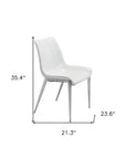 Set of Two Gray And Silver Upholstered Faux Leather Dining Side Chairs