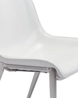 Set of Two Gray And Silver Upholstered Faux Leather Dining Side Chairs