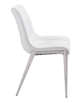 Set of Two Gray And Silver Upholstered Faux Leather Dining Side Chairs
