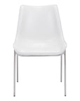 Set of Two Gray And Silver Upholstered Faux Leather Dining Side Chairs
