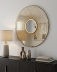 35" Gold Round Iron Framed Accent Mirror