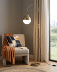 69" Bronze Steel Floor Lamp With Bronze Steel Globe Shade