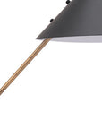 52" White Metal Bedside Table Lamp With Black Cone Shade