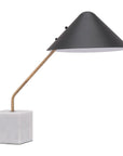 52" White Metal Bedside Table Lamp With Black Cone Shade