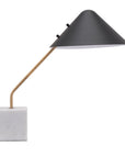 52" White Metal Bedside Table Lamp With Black Cone Shade