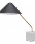 52" White Metal Bedside Table Lamp With Black Cone Shade