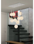 White Shaded Nine Light Metal Dimmable Ceiling Light