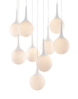 White Shaded Nine Light Metal Dimmable Ceiling Light
