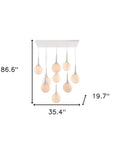 White Shaded Nine Light Metal Dimmable Ceiling Light