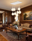 White Shaded Nine Light Metal Dimmable Ceiling Light