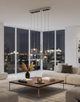Silver Kitchen Island Six Light Metal LED Ceiling Light With Shades